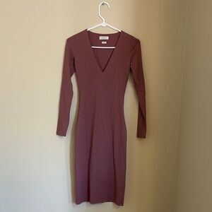 Babaton/Aritzia XS Long Sleeve V-Neck Dress in Plum
